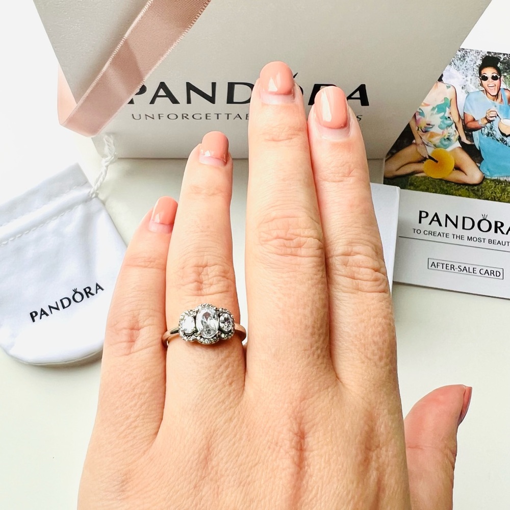 NWT Pandora Three Stone Vintage Ring - Picture 6 of 13